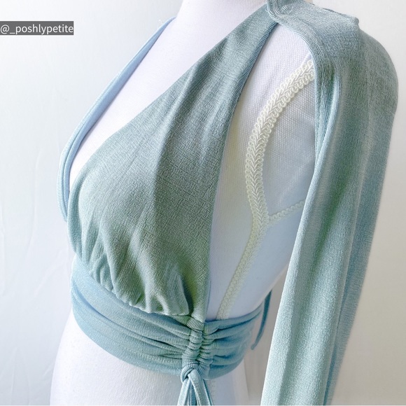 Hazel & Olive s cutout side drawstring slinky long sleeve top - Picture 12 of 16